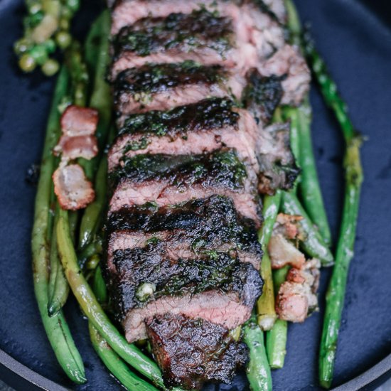 Skillet Steak with Mint Chimichurri