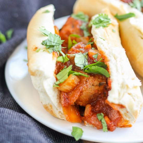 Asian Pork Meatball Sandwich