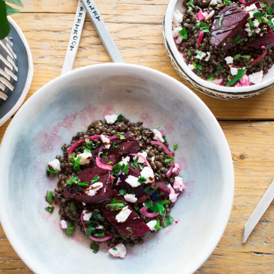 Greek Lentil Salad With Beetroot