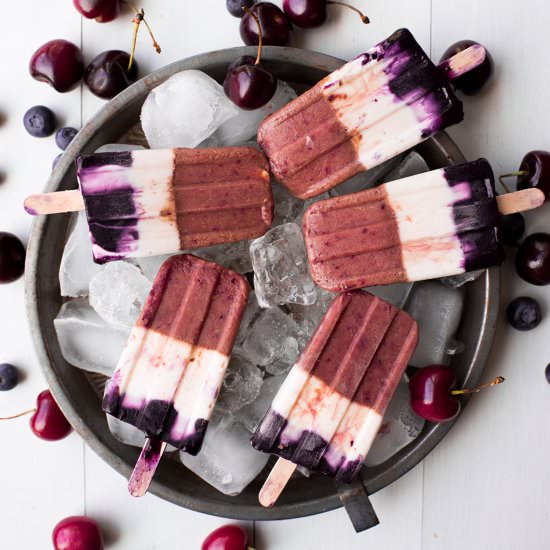 Cherry Blueberry Popsicles