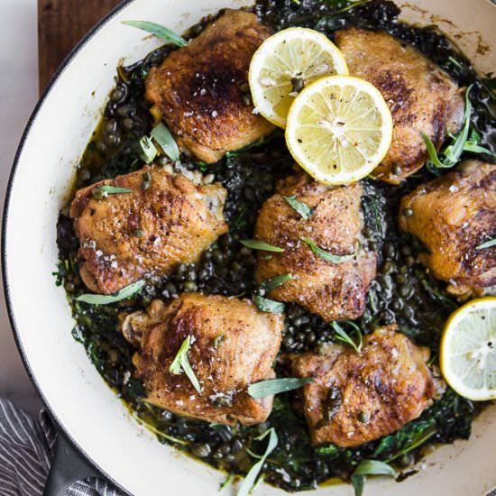 One Pot Braised Kale with Chicken