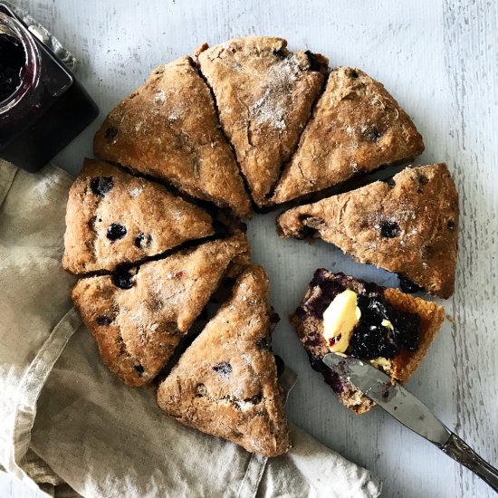 Blueberry and Vanilla Spelt Scones