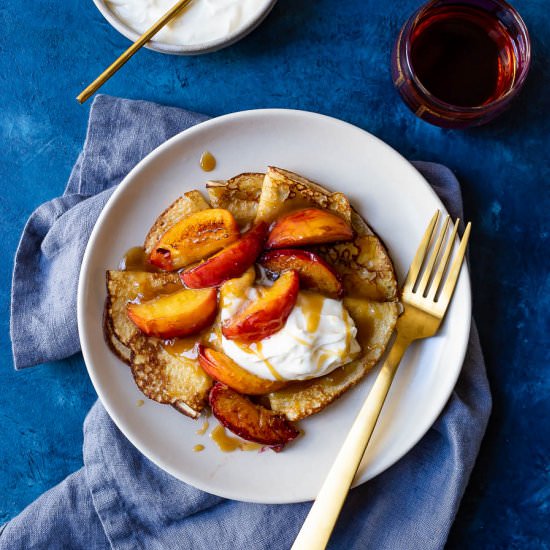 Crepes Dentelles with Sautéed Peach