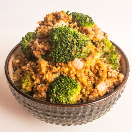 Skinny Vegan Cheesy Beef Quinoa