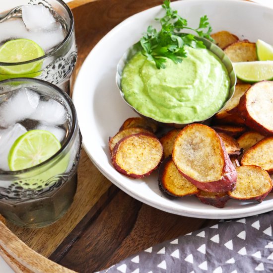 Sweet Potato Chips with Avocado Dip