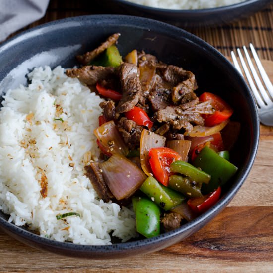 Black Pepper Beef and Capsicums