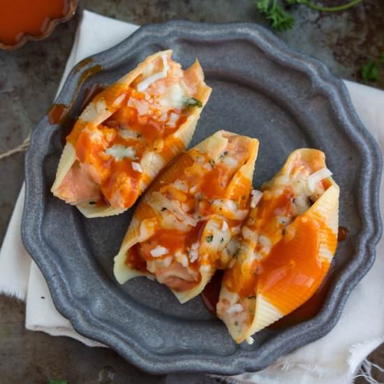 Cheesy buffalo turkey stuffed shell