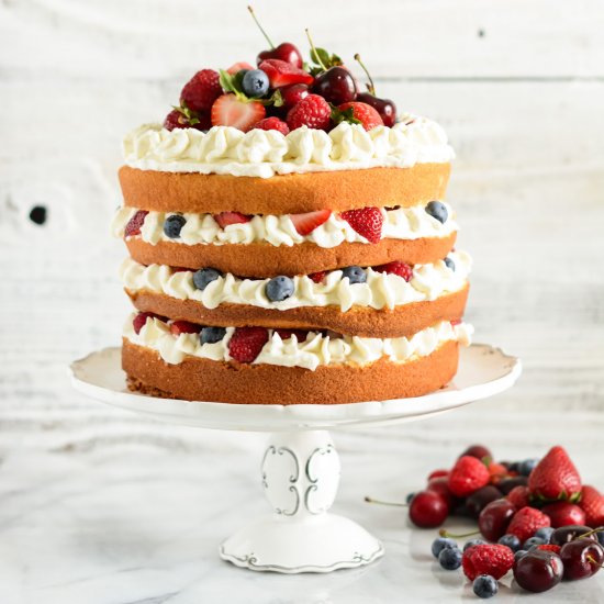 Mixed Berry Sponge Cake