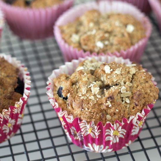 Banana blueberry yoghurt muffins