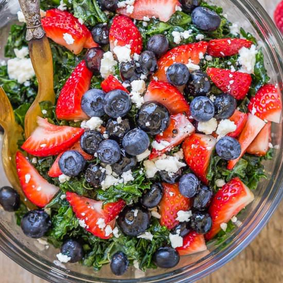 Summer Kale Salad with Berries