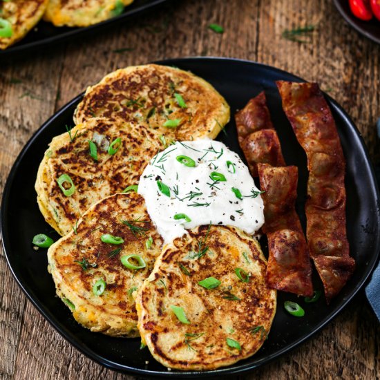 Cheesy Vegan Savory Pancakes