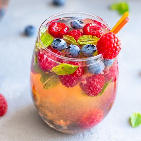 Summer white berry peach sangria