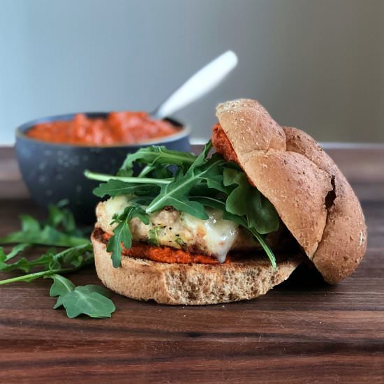 Red Pepper Pesto Turkey Burgers