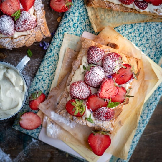 Strawberry puff pastry tarts