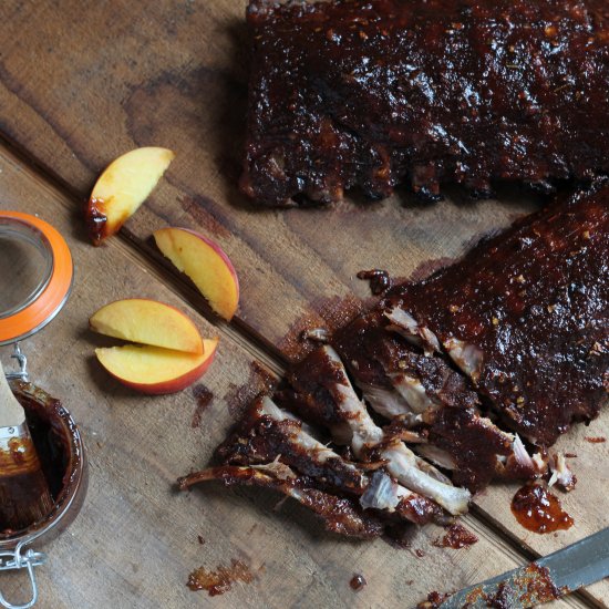 Chipotle Peach Moonshine Ribs