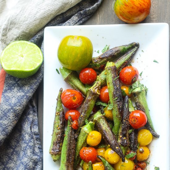 Blistered Tomatoes and Okra