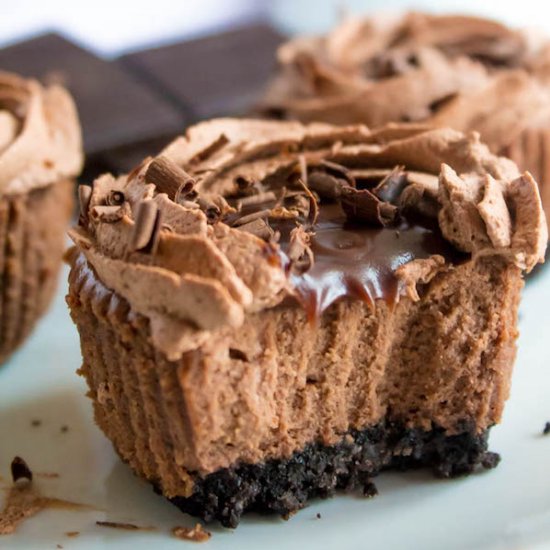 Mini Triple Chocolate Cheesecakes