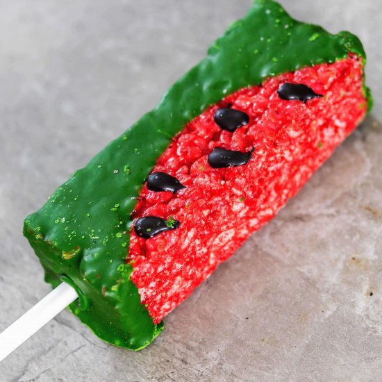 Watermelon Rice Krispy Pops