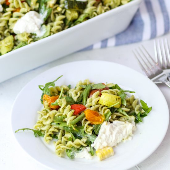 Roasted Veggie Pesto Pasta Salad