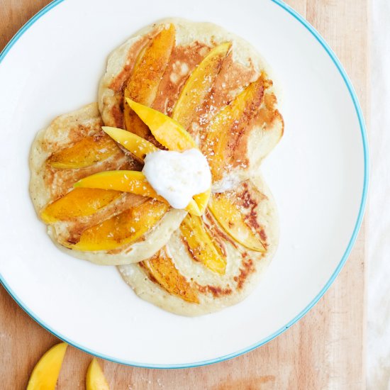 Mango Pancakes with Coconut Cream