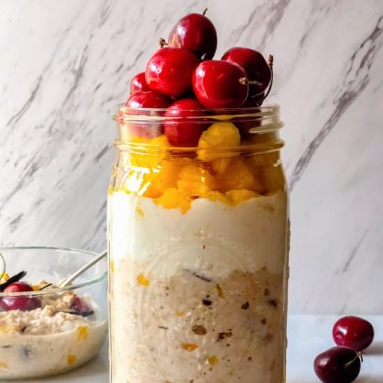 Pineapple and Cherry Overnight Oats