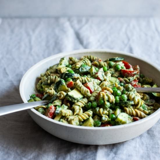 Tahini Pesto Pasta Salad