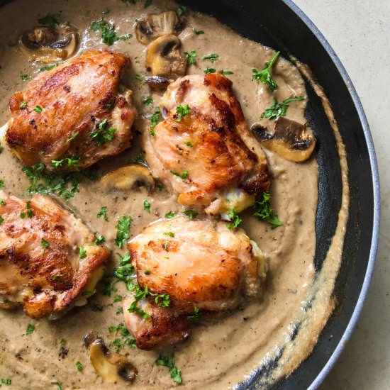 Roast Chicken in Mushroom Sauce