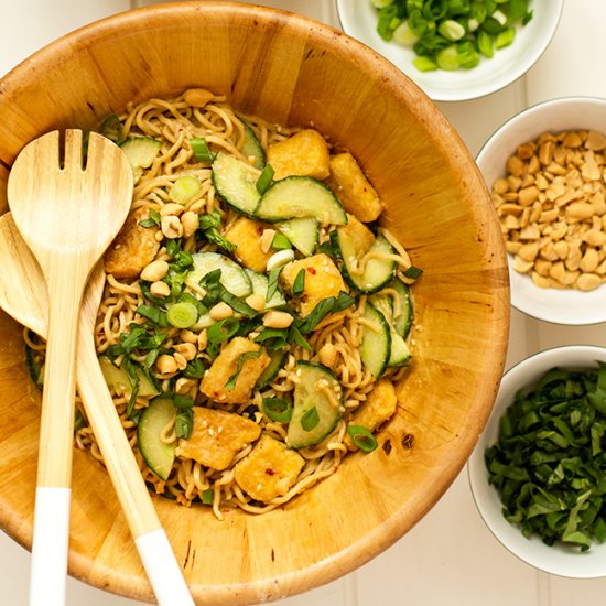 Peanut-sesame noodles with cucumber