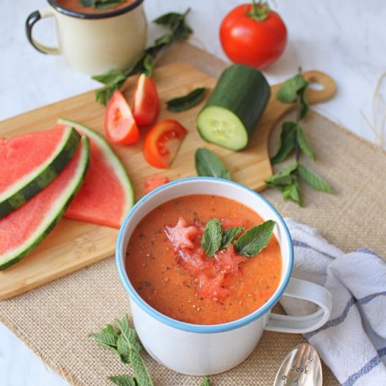 Watermelon tomato cold soup