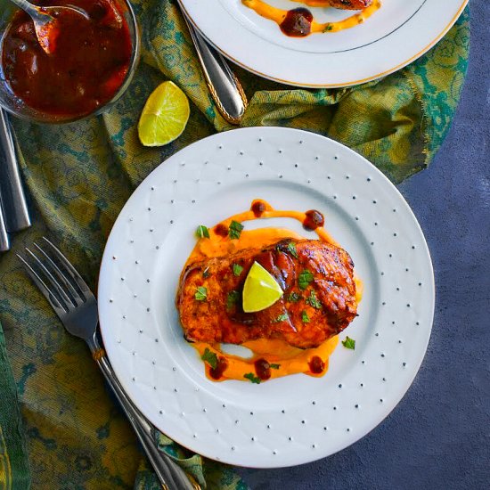 Peach Ginger Glazed Pork Chops