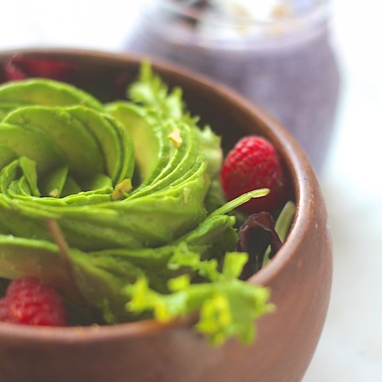 Avocado, Greens & Raspberry Salad