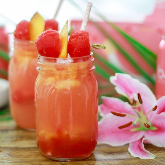 Sparkling Watermelon Peach Cocktail