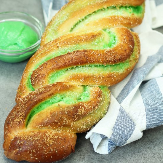 Pandan Coconut Braided Bread