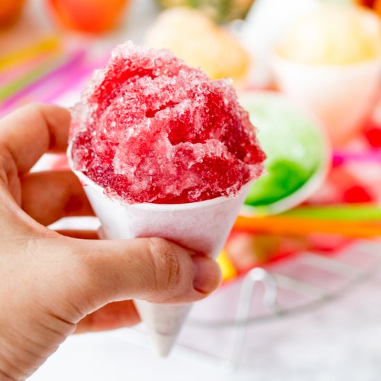 Snow cones with homemade syrup