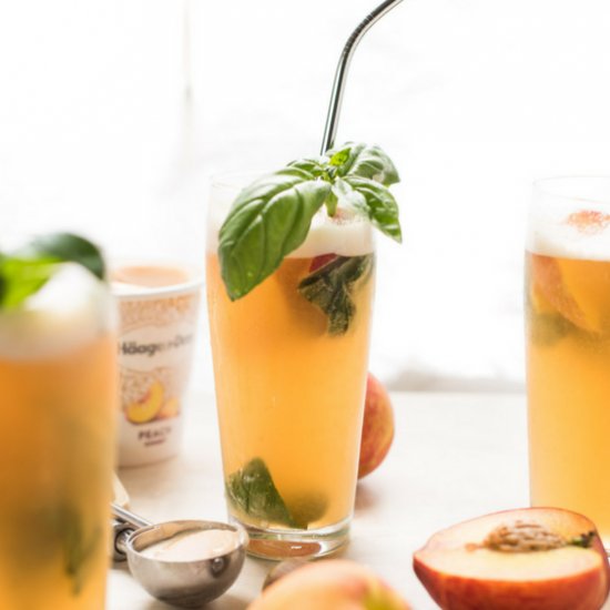 Summery Peach Basil Gin Floats