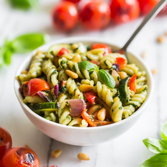 Grilled Summer Veggie Pesto Pasta