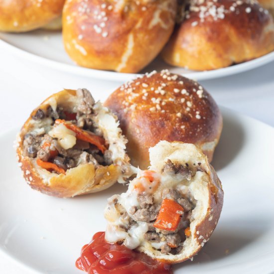 Pretzel Philly Cheesesteak Bombs