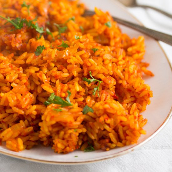 Spicy Jollof Rice with Tomatoes