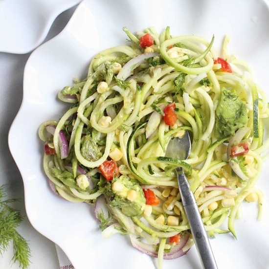 Zoodle Salad With Avo Miso Dressing