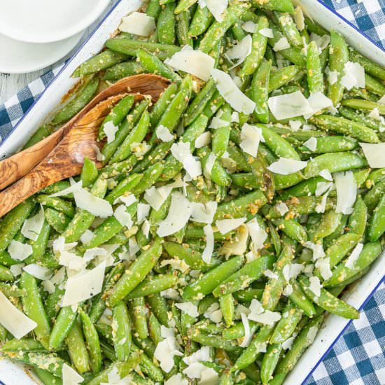 Parmesan Garlic Sugar Snap Peas