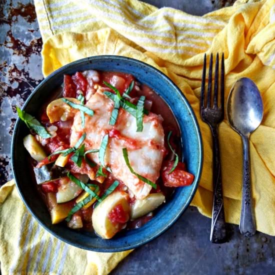 Zucchini, Tomato & Cod