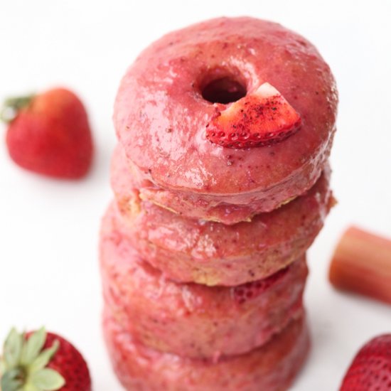 Strawberry Rhubarb Glazed Donuts