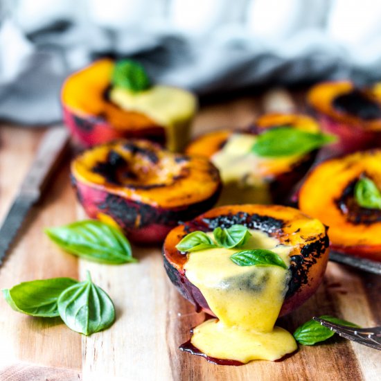 charred peaches + zabaglione