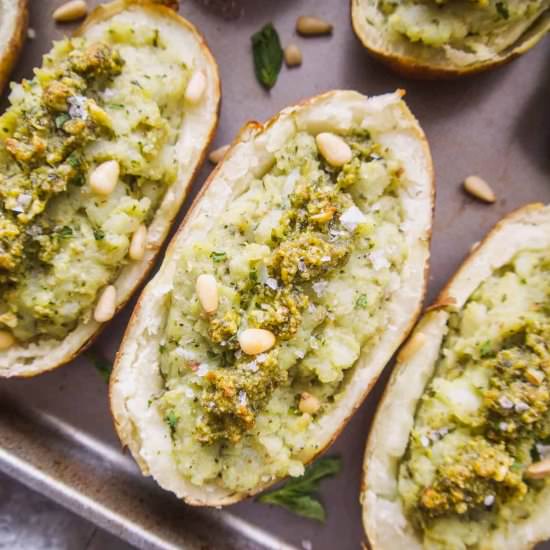 Twice Baked Pesto Potatoes