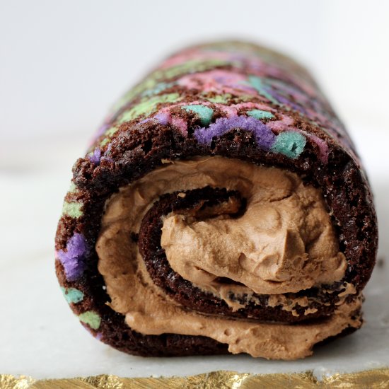 Chocolate Patterned Roll Cake