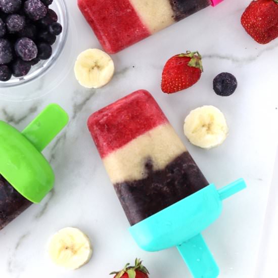 Red, white & blue fruit pops