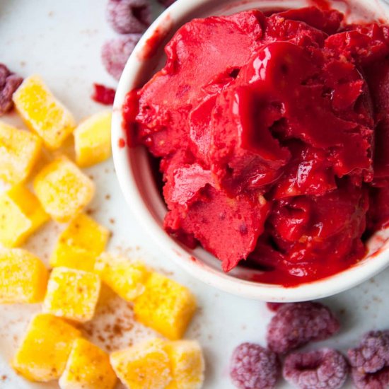 Mango raspberry ice cream