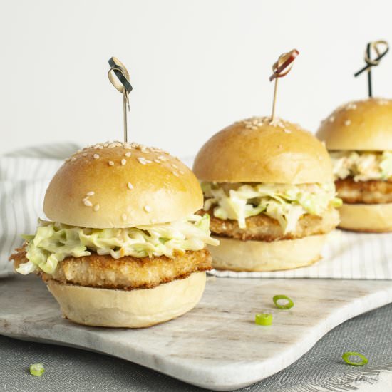 Chicken Sliders with Wasabi Slaw