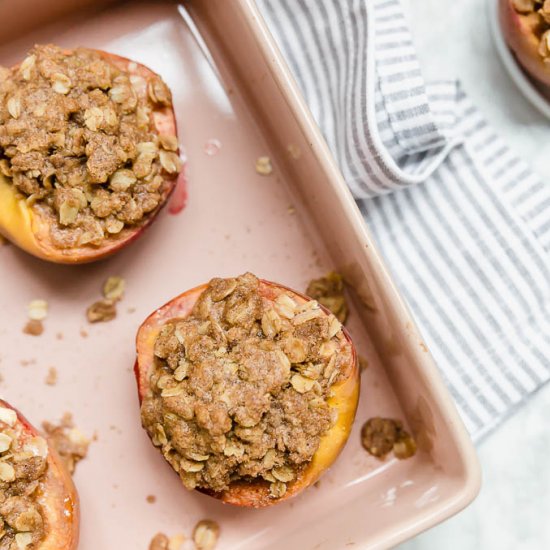 Baked Peaches with Streusel