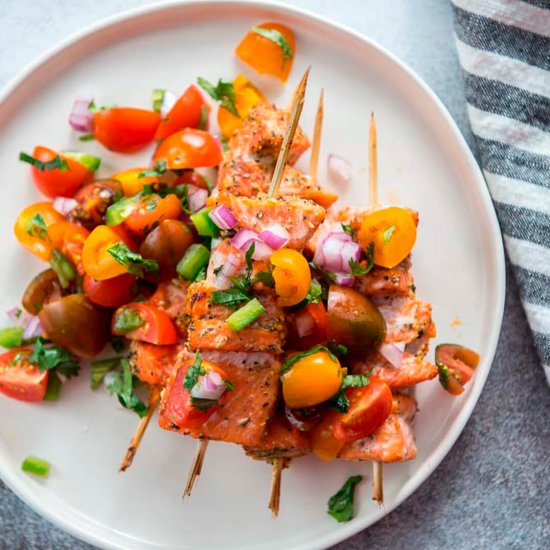 Keto Grilled Salmon Kabobs